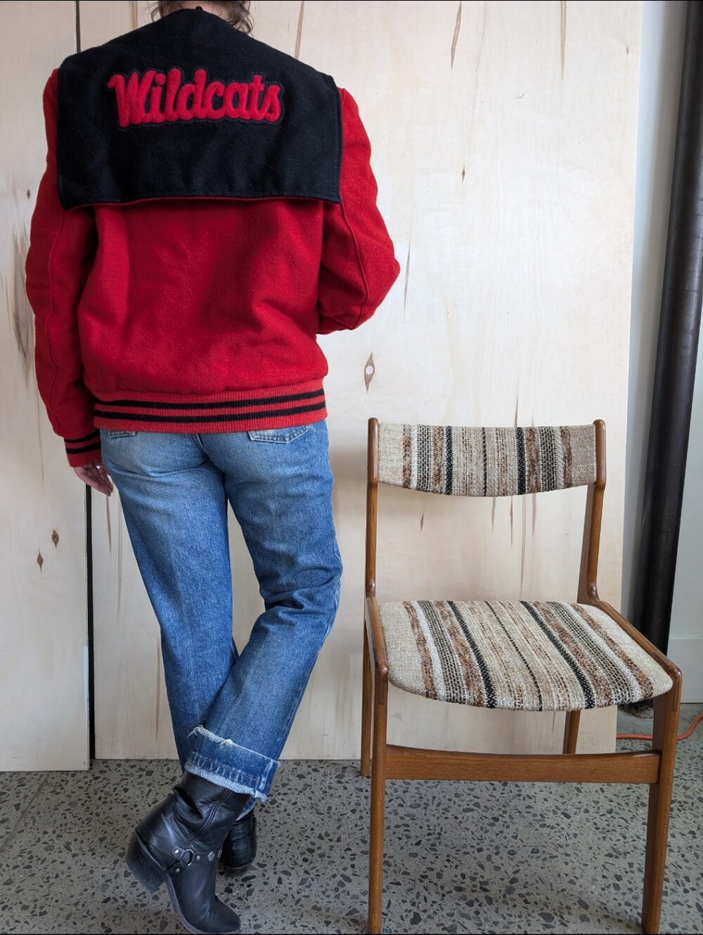 Vintage 1986 Letterman Wool Jacket Red Size Medium to Small